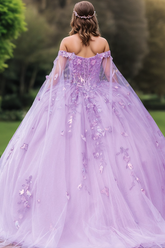 Stunning Off-Shoulder Purple Tulle Quinceanera Dress with Sequins & Appliques Sweet 16 or Birthday Party Gown